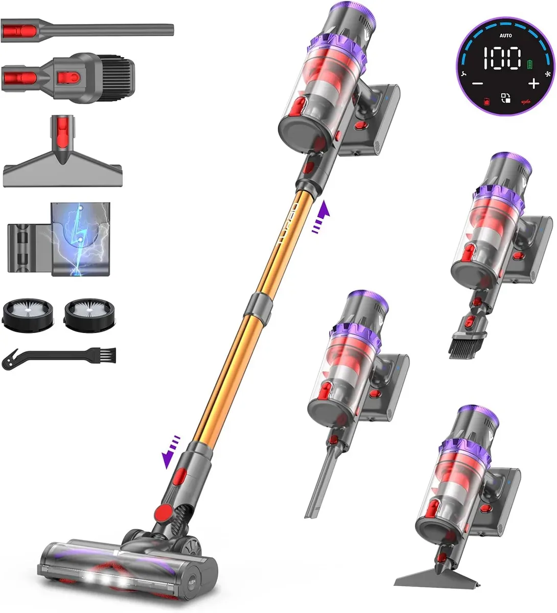 coovy SU7 Aspirateur Balai sans Fil 580W/55Kpa/75Mins
