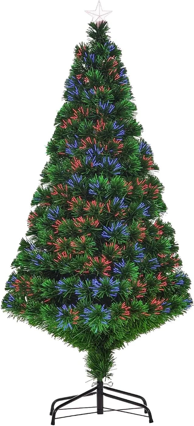 HOMCOM sapin de Noël artificiel lumineux 150 cm, fibre optique